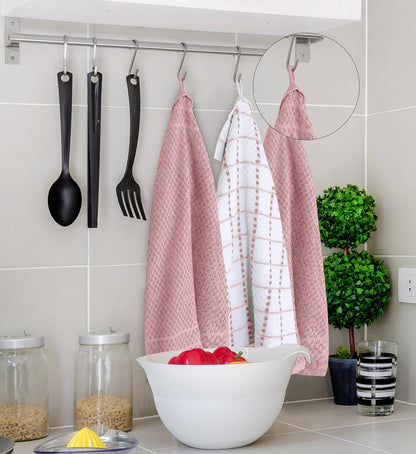 Kitchen Towels 12 Pack, 15 x 25 Inches, 100% Ring Spun Cotton Super Soft and Absorbent Linen Dish, Tea and Bar Towels Set, Dusty Pink