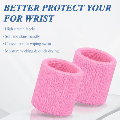 6 Pack Sweatbands Sports Wristband Breathable Wrist Band
