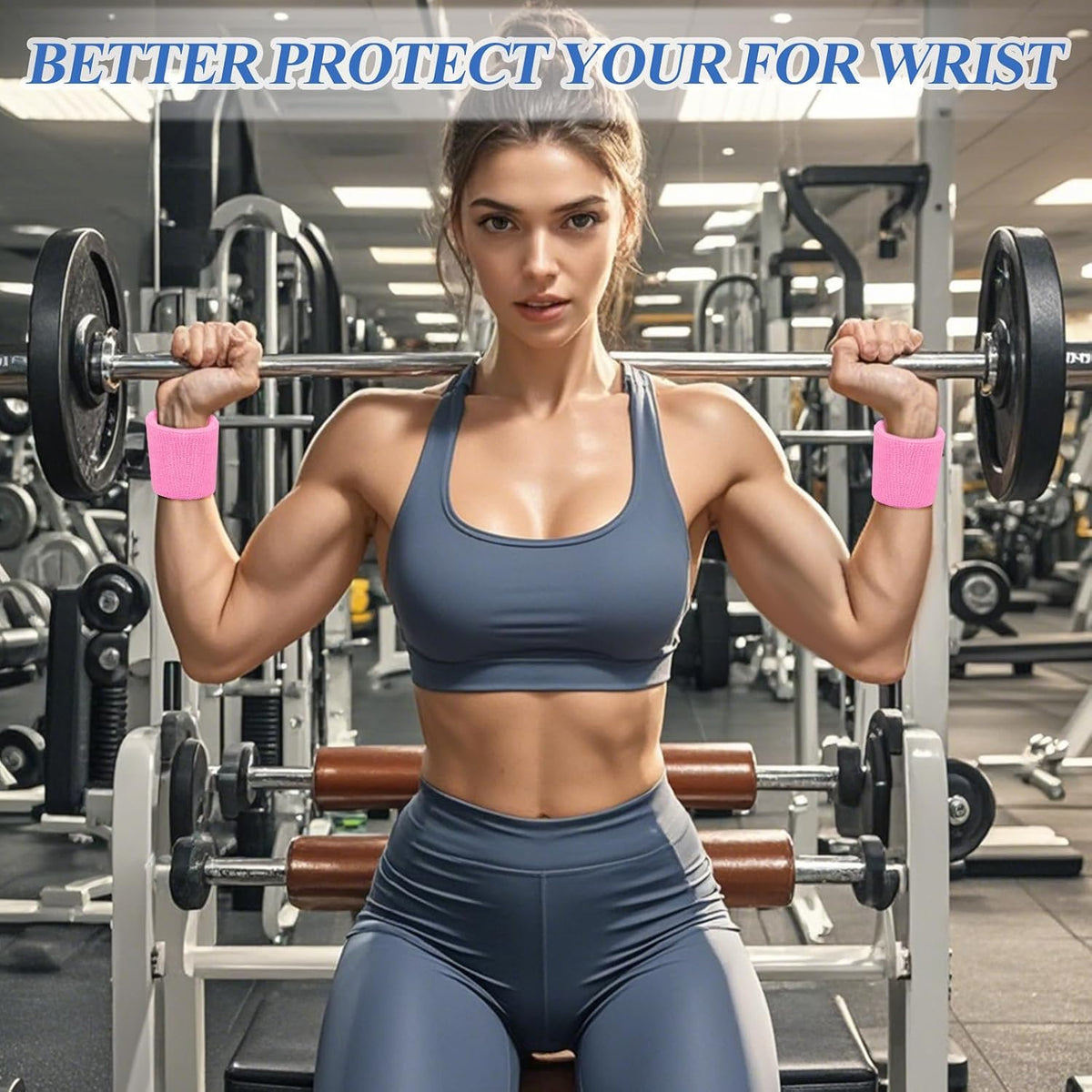 6 Pack Sweatbands Sports Wristband Breathable Wrist Band