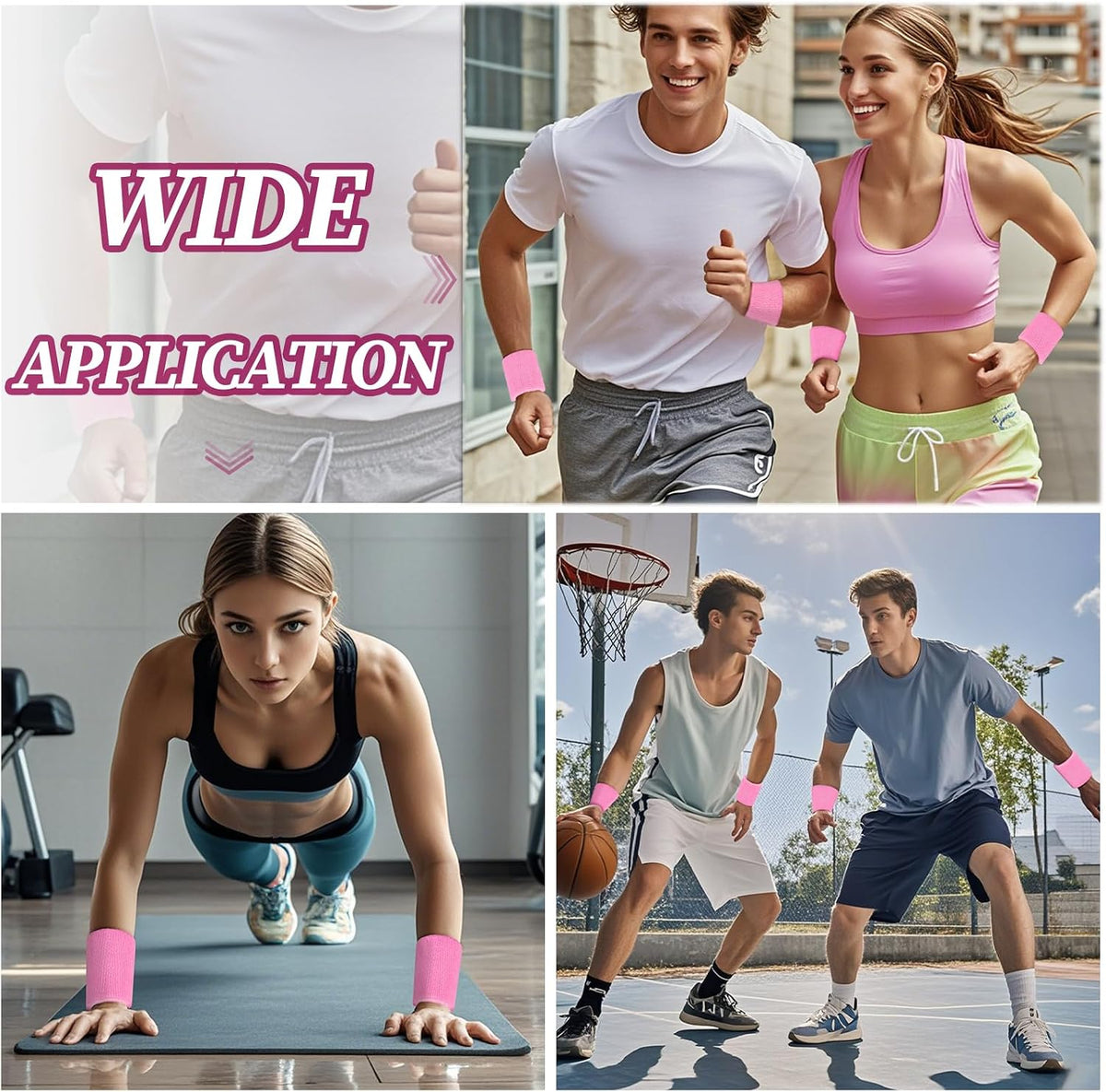 6 Pack Sweatbands Sports Wristband Breathable Wrist Band