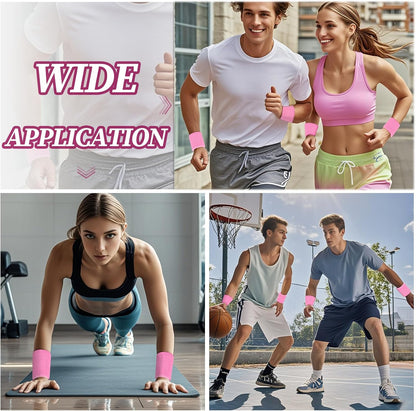 6 Pack Sweatbands Sports Wristband Breathable Wrist Band