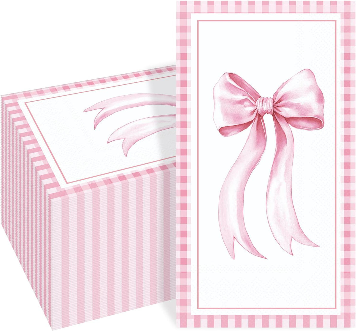 100 PCS Pink Bow Napkin Disposable, Pink Paper Napkins, 3 Ply Decorative Bow Paper Napkins Home Party Guest Bathroom Napkin Summer Bridal Shower Wedding, Decorative Napkins