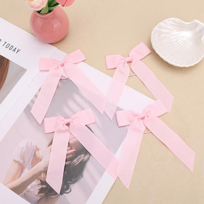 12pcs Collegiate Style Ponytail Holder Hair Bows, Ribbon Bows Cheer Bows Scrunchies Hair Bow Bands Hair Ropes Hair Ties for Women Girls Cheerleading Toddler Sports Hair Accessories Decoration (Pink)