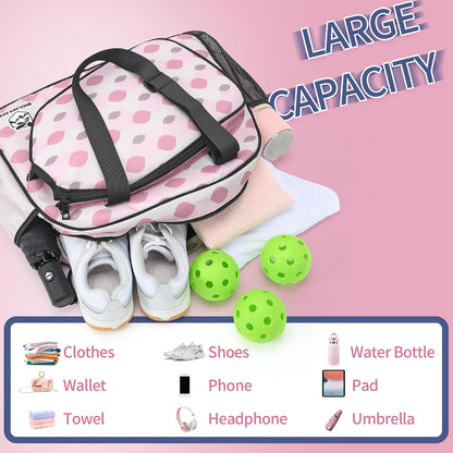 Pickleball Tote Bag for Women with Paddle Holder