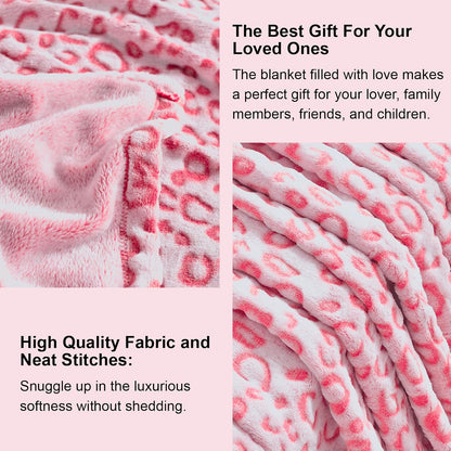 PLEASANT BOULEVARD | Leopard Throw Blanket Fleece, Premium Lightweight Cozy Warm Plush Microfiber Bedspread for Couch Sofa and Bed (Hot Pink, Throw (50 x 60 inches)