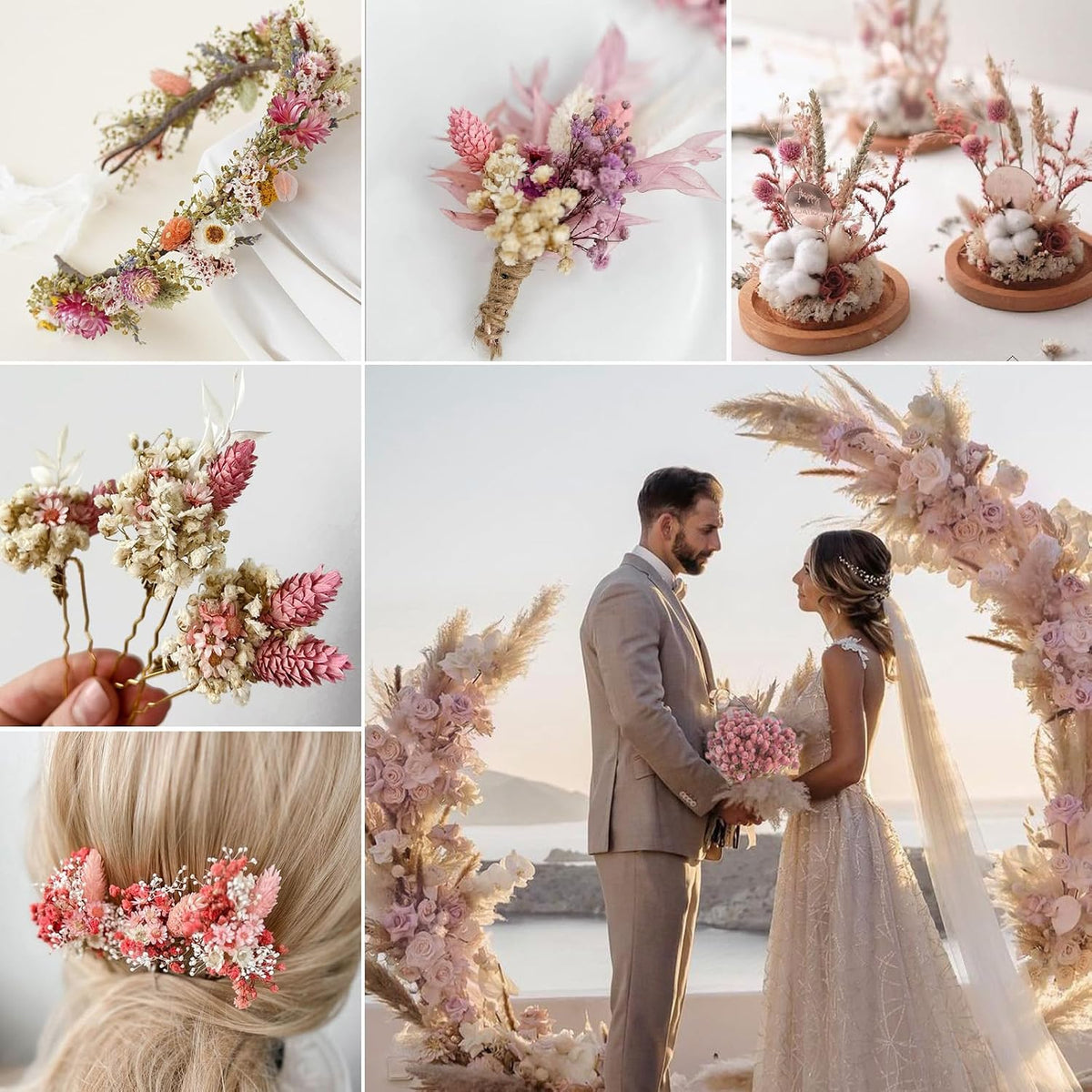 100Pcs+ Pink Dried Globe Amaranth Flowers, Natural Gomphrena Home Decor