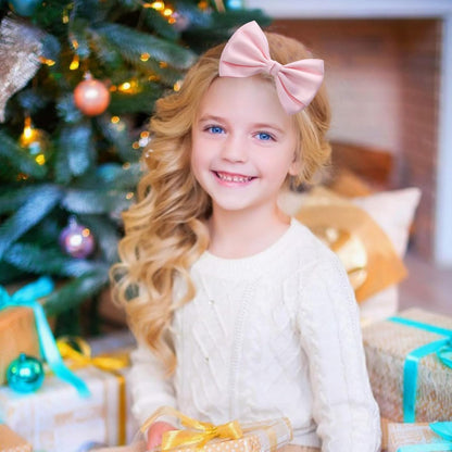 Large Big 6 Inch Hair Bows Thick Ribbon Boutique Alligator Clips Hair Accessories for Women Girls Toddlers Kids Teens 2 Pcs(Light Pink)