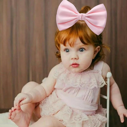 Large Big 6 Inch Hair Bows Thick Ribbon Boutique Alligator Clips Hair Accessories for Women Girls Toddlers Kids Teens 2 Pcs(Light Pink)
