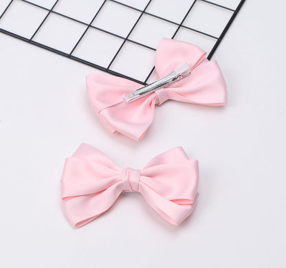 Large Big 6 Inch Hair Bows Thick Ribbon Boutique Alligator Clips Hair Accessories for Women Girls Toddlers Kids Teens 2 Pcs(Light Pink)
