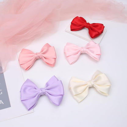 Large Big 6 Inch Hair Bows Thick Ribbon Boutique Alligator Clips Hair Accessories for Women Girls Toddlers Kids Teens 2 Pcs(Light Pink)