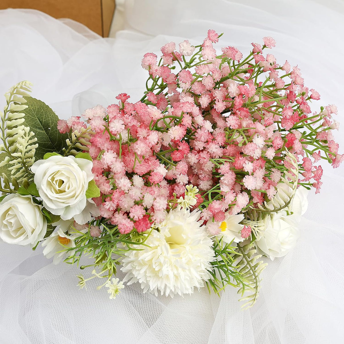120 PCS Pink Babys Breath Artificial Flowers, Real Touch