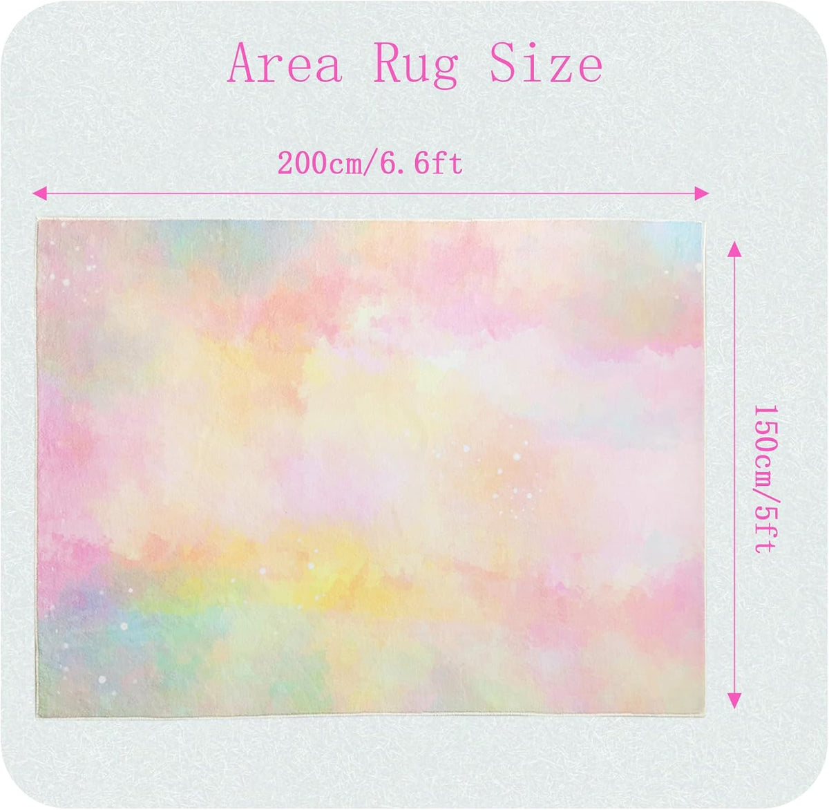 Kids Rug 5x6.6Ft Pastel Pink Yellow Carpet for Boys Girls Bedroom