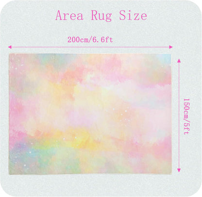 Kids Rug 5x6.6Ft Pastel Pink Yellow Carpet for Boys Girls Bedroom