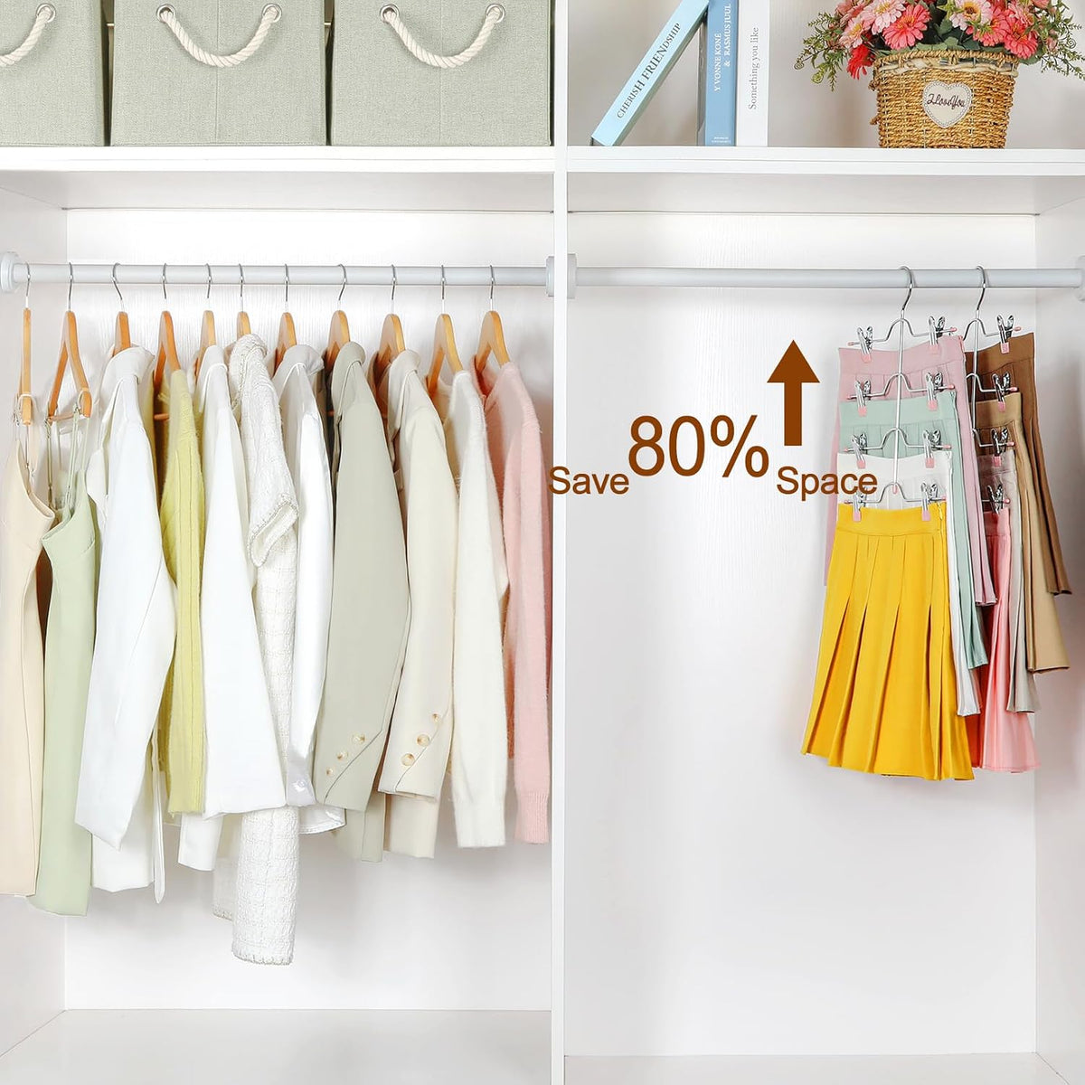 4 Tier Metal Skirt Hangers with Clips 80% Space Saving 2 Pack