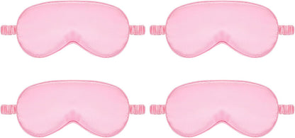 Silk Sleep Eye Mask 4 Pack Mulberry Silk Sleep Mask Eye Cover Blindfold with Elastic Strap Cute Satin Soft Eyeshade Masks for Women Night Sleeping Travel Nap (Pink)