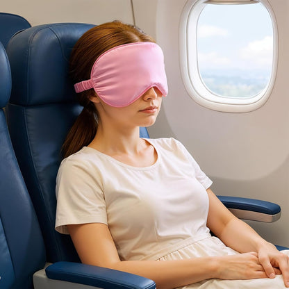 Silk Sleep Eye Mask 4 Pack Mulberry Silk Sleep Mask Eye Cover Blindfold with Elastic Strap Cute Satin Soft Eyeshade Masks for Women Night Sleeping Travel Nap (Pink)