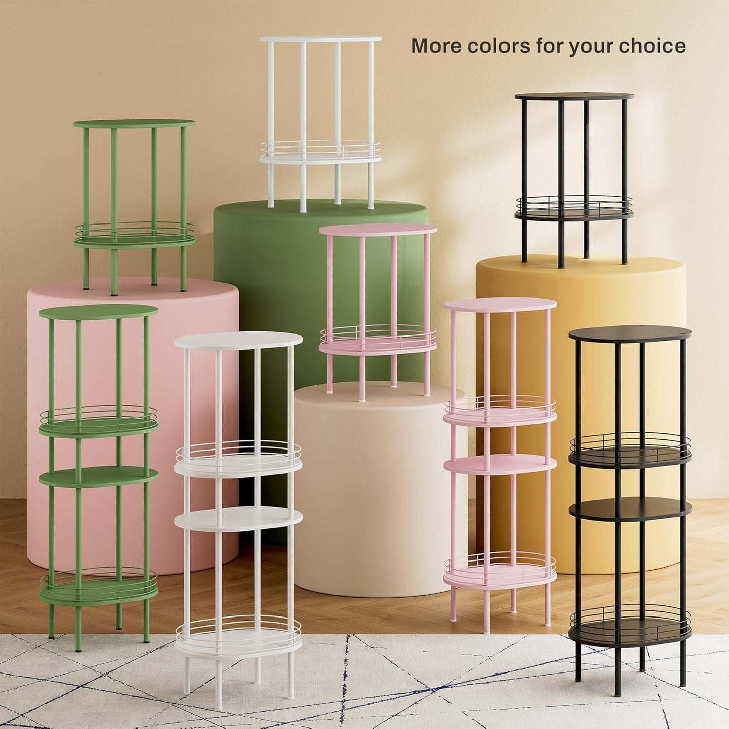 Small Modern Oval Side Table with Storage,2-Tier Side Tables Living Room,Sturdy Nightstand for Small Space - Living Room, Bedroom, Bathroom, Nursery (1PC,Pink)