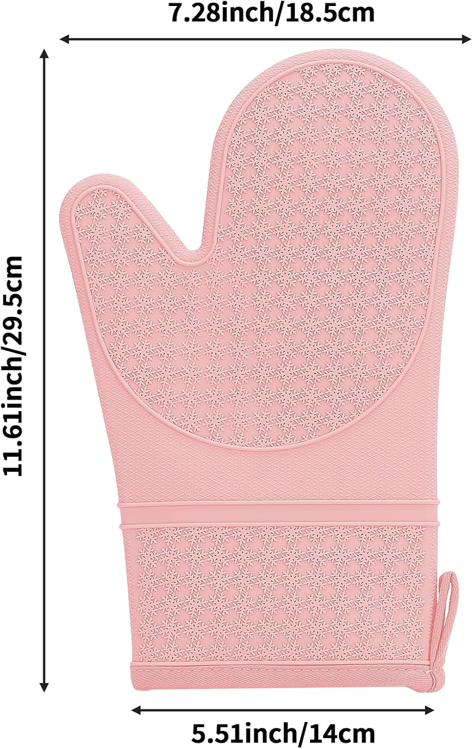 Silicone Oven Mitts, Heat Resistant 500F Kitchen Mitts 2PCS, 11.6" BPA-Free Soft Baking Gloves, Non-Slip Grip Oven Gloves with Soft Cotton Lining for Kitchen Cooking Baking BBQ - Pink