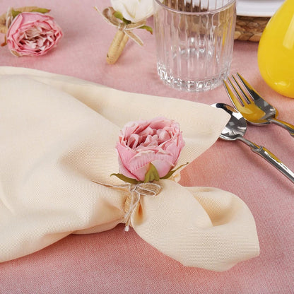 Handcraft Flower Napkin Rings Set of 6,Pink Peony Flower Handmade Napkin Holder Rings Table Decorations for Summer,Wedding,Luncheons,Picnics,Banquet, Birthday,Christmas,Valentine's, Thanksgiving