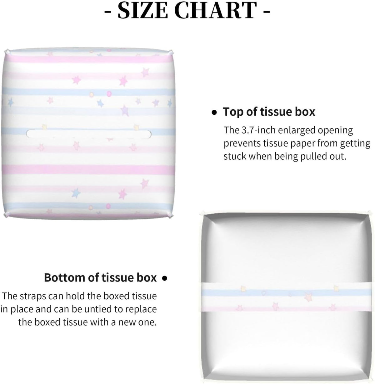 Pink Blue Geometric Stripes Pattern Tissue Box Cover Square PU Leather Waterproof Tissue Box Holder for Car Bathroom Bedroom Office Tabletop Decor