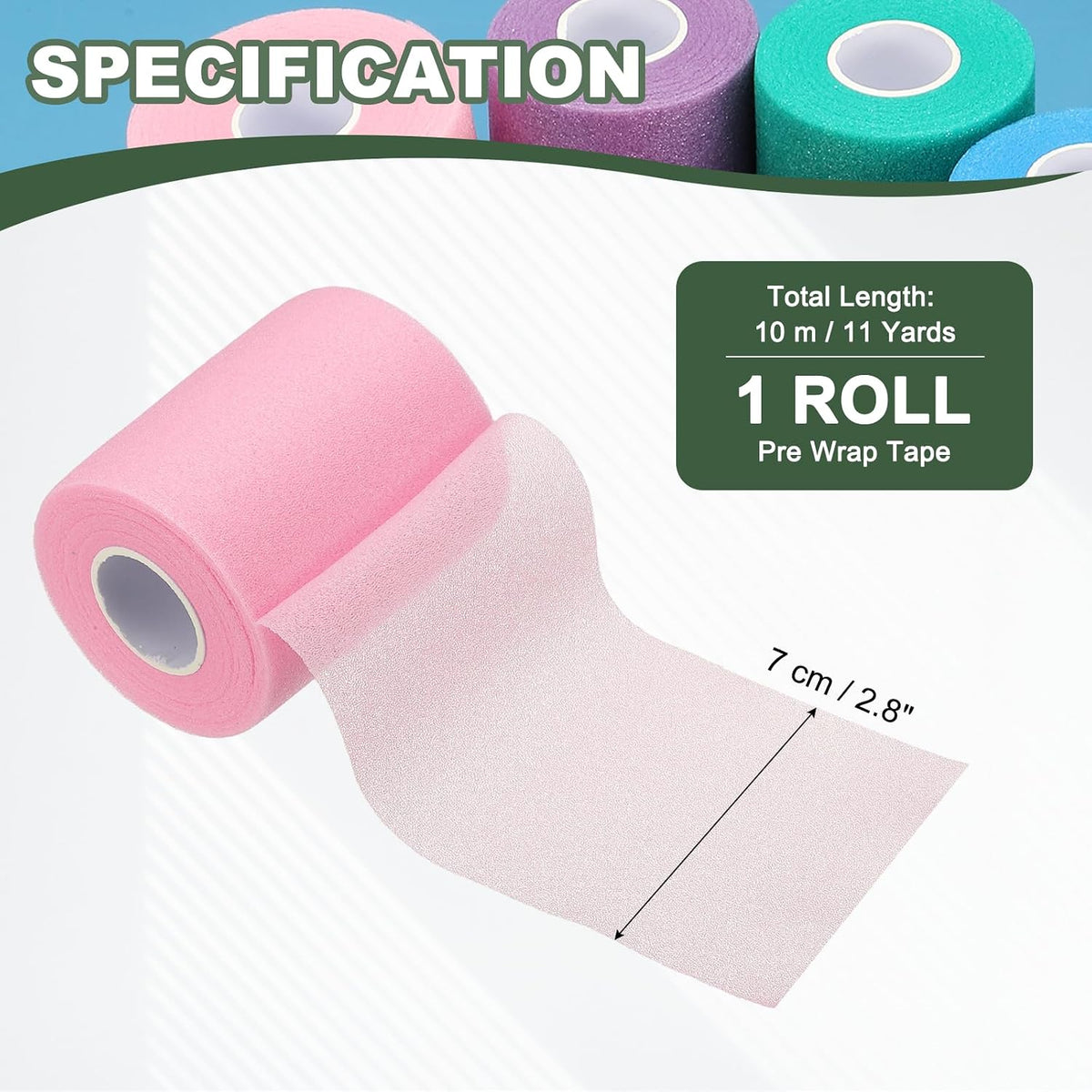 Pre Wrap Tape, Non-Slip Grip Cushion Wrap Prewrap Athletic Tape Fitting for (Tennis- Badminton - Pickleball - Sports)