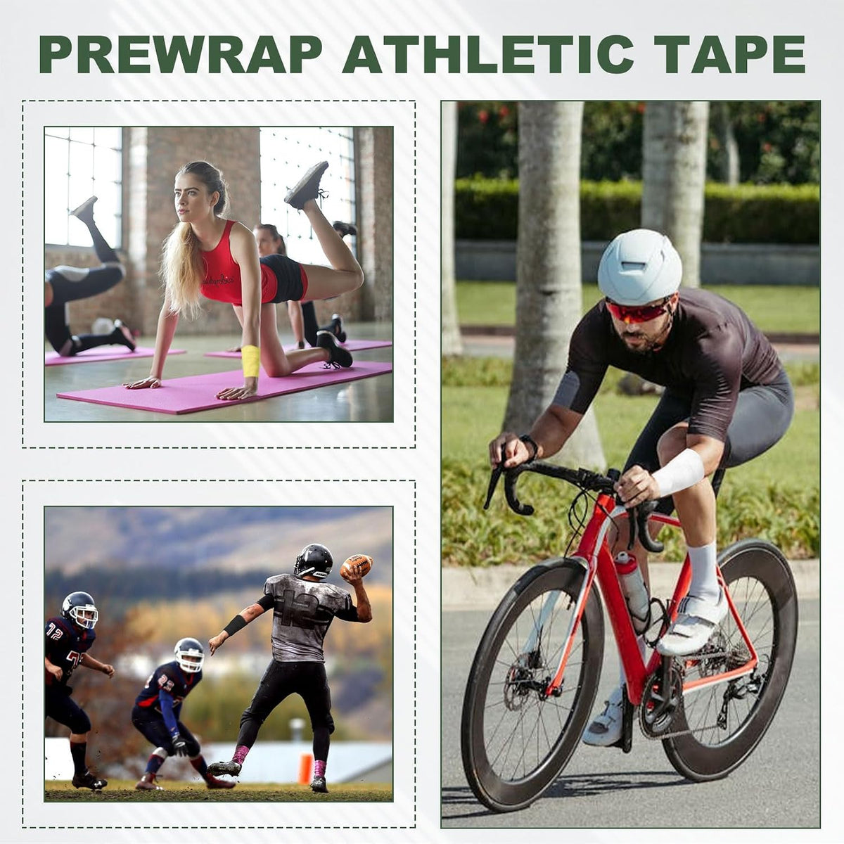 Pre Wrap Tape, Non-Slip Grip Cushion Wrap Prewrap Athletic Tape Fitting for (Tennis- Badminton - Pickleball - Sports)