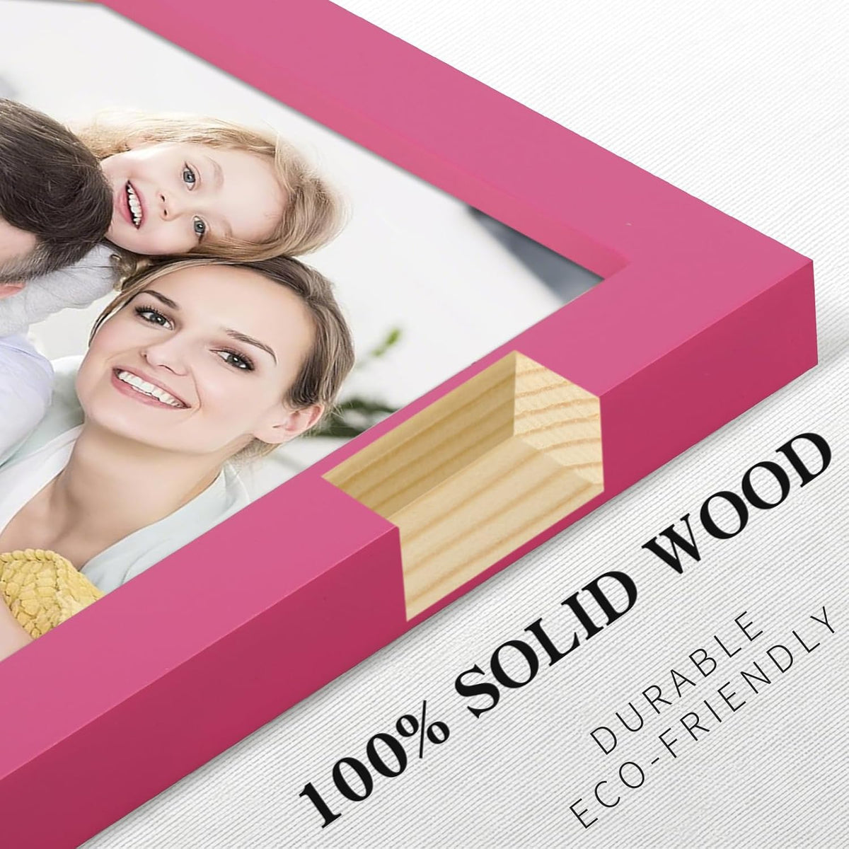 8x8 Picture Frames Solid Wood 4x4 Square Frame with Mat Pink 2 Pack