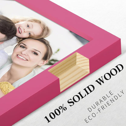 8x8 Picture Frames Solid Wood 4x4 Square Frame with Mat Pink 2 Pack