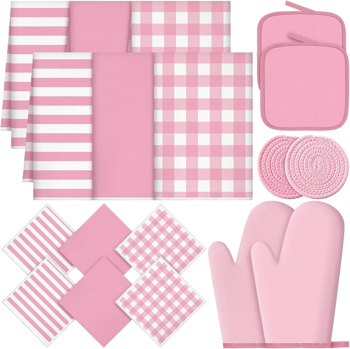18pcs Kitchen Decor Accessories Set, Rose Pink