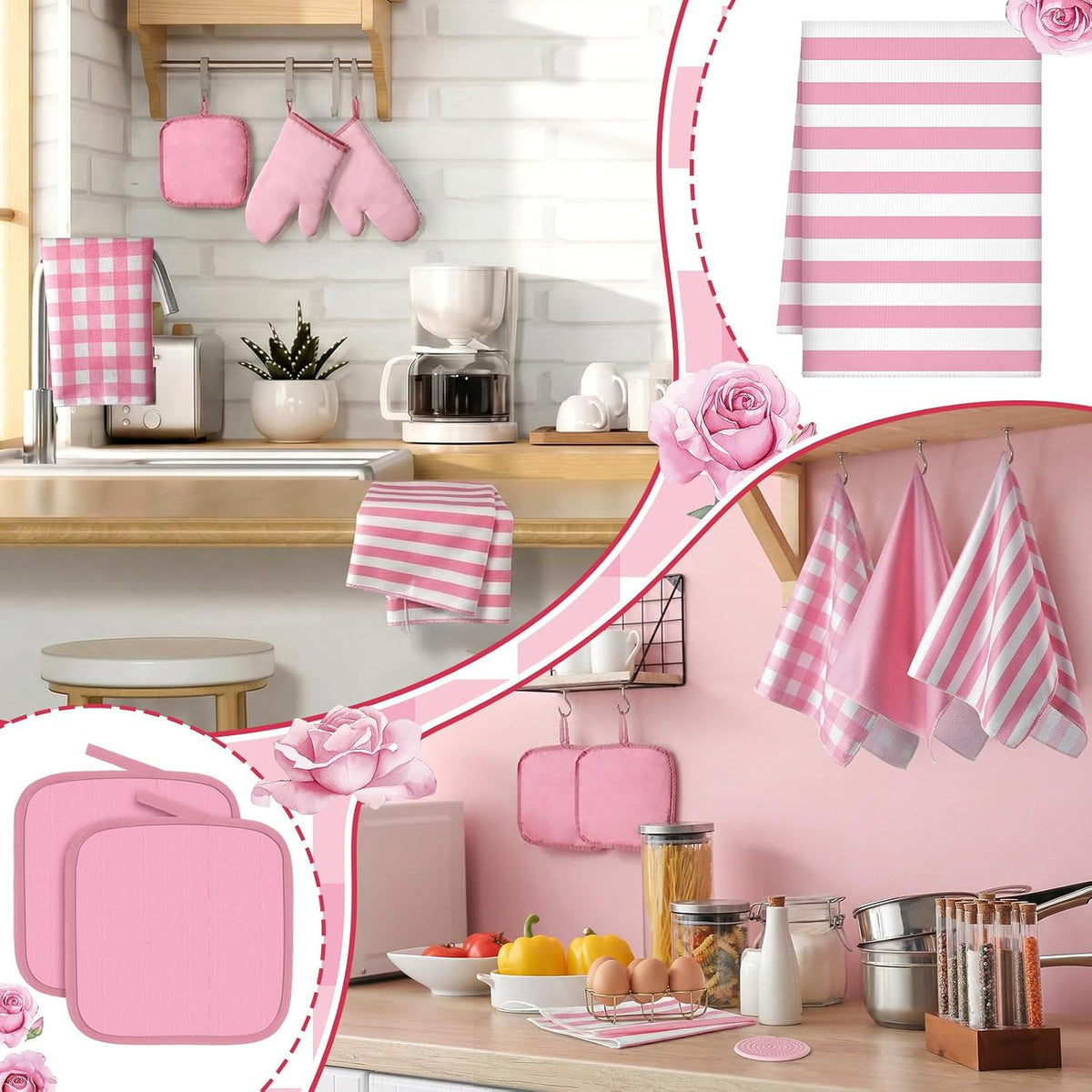 18pcs Kitchen Decor Accessories Set, Rose Pink