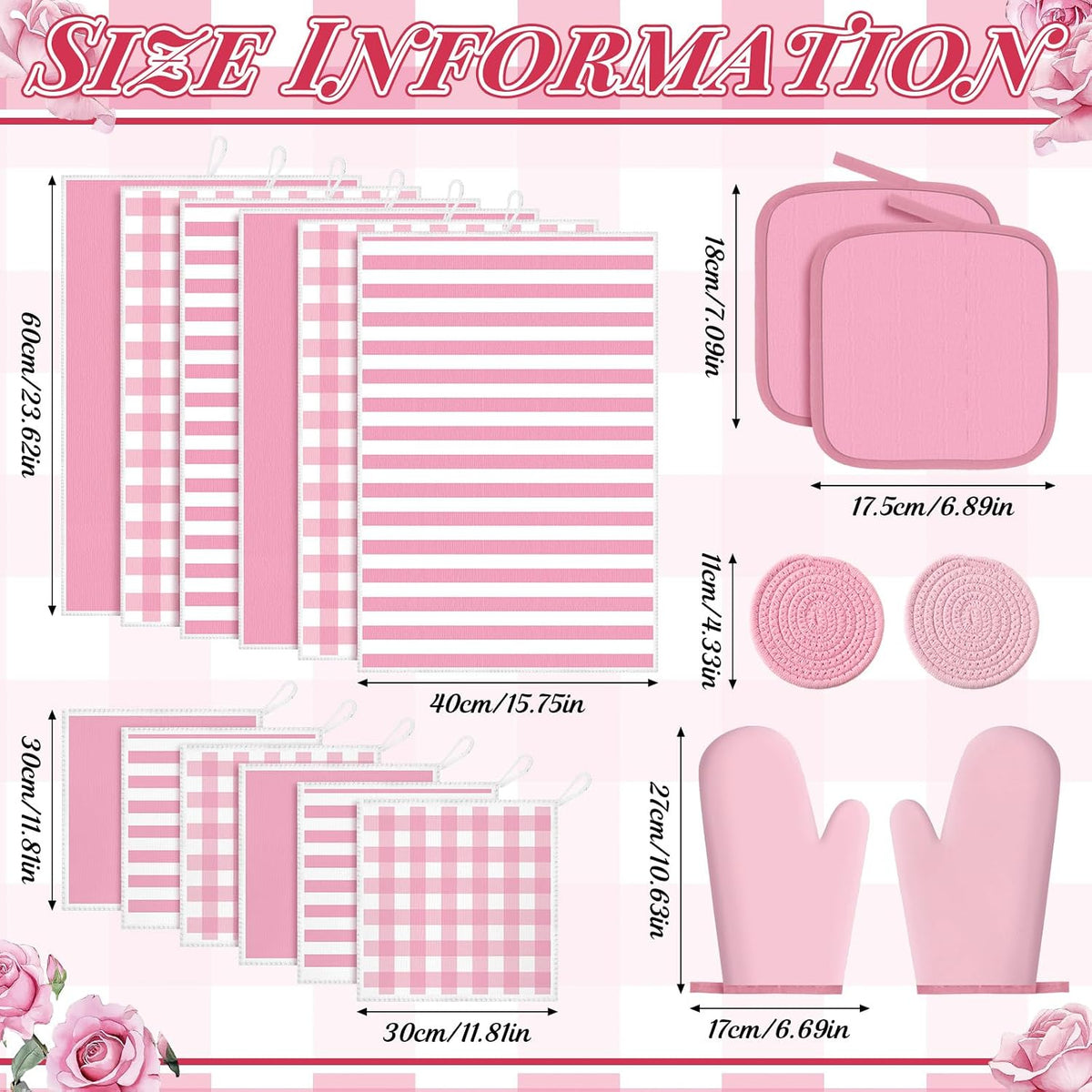 18pcs Kitchen Decor Accessories Set, Rose Pink