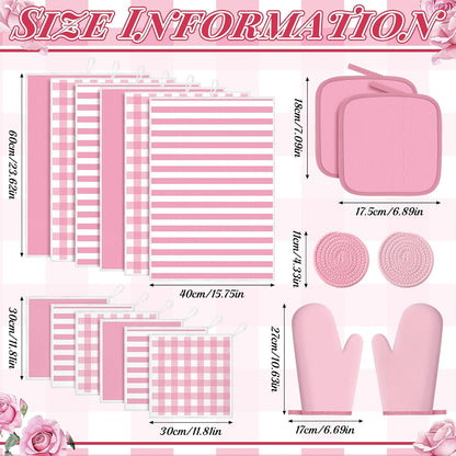 18pcs Kitchen Decor Accessories Set, Rose Pink