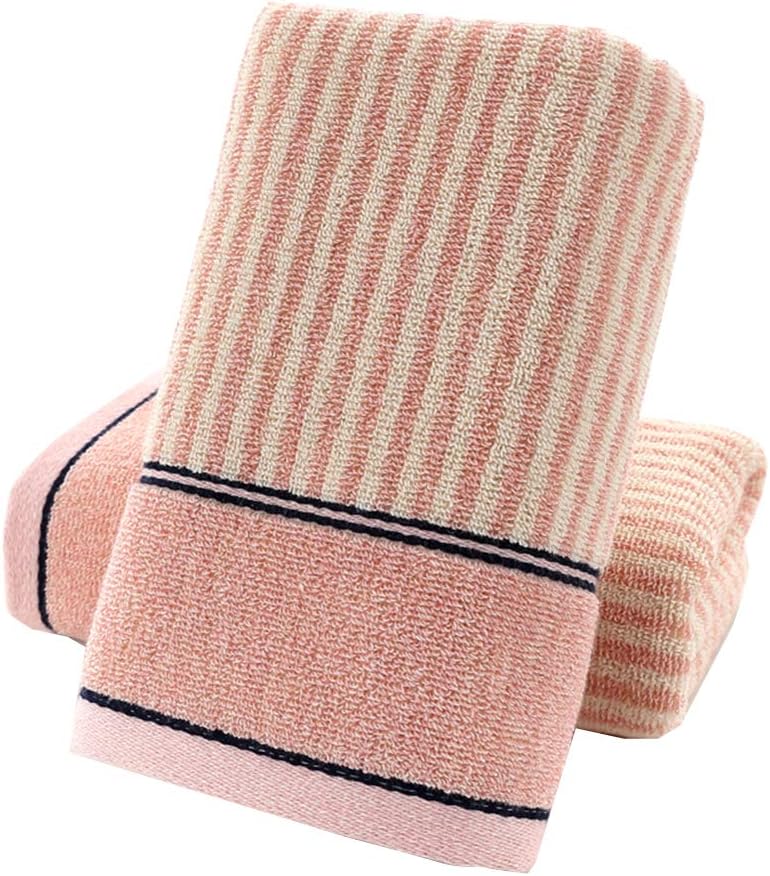 Striped Cotton Hand Towels Set of 2 for Bathroom (Pink)