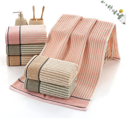 Striped Cotton Hand Towels Set of 2 for Bathroom (Pink)
