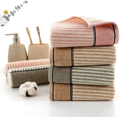 Striped Cotton Hand Towels Set of 2 for Bathroom (Pink)