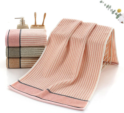 Striped Cotton Hand Towels Set of 2 for Bathroom (Pink)