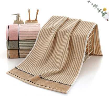 Striped Cotton Hand Towels Set of 2 for Bathroom (Pink)