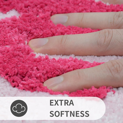 Pink Get Naked Bath Mat, Long Runner Mat for Bathroom, Cute Fun Simple Bath Rug, Water Absorbent Non-Slip Microfiber Mat, 18"x47"