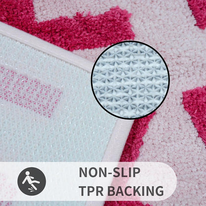 Pink Get Naked Bath Mat, Long Runner Mat for Bathroom, Cute Fun Simple Bath Rug, Water Absorbent Non-Slip Microfiber Mat, 18"x47"