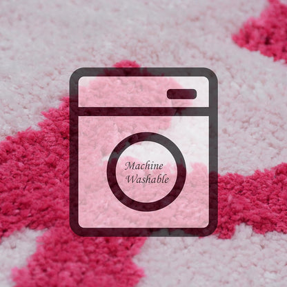 Pink Get Naked Bath Mat, Long Runner Mat for Bathroom, Cute Fun Simple Bath Rug, Water Absorbent Non-Slip Microfiber Mat, 18"x47"