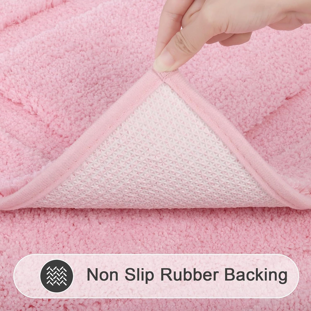 Soft Microfiber Bathroom Rugs Set of 2 Pieces, Pink