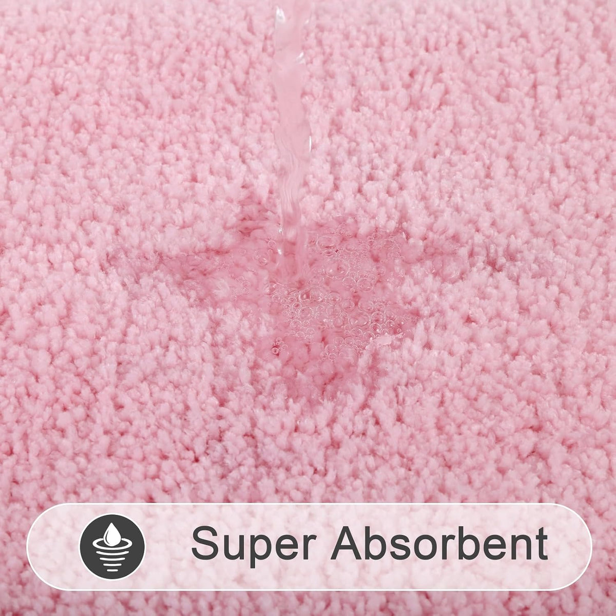 Soft Microfiber Bathroom Rugs Set of 2 Pieces, Pink