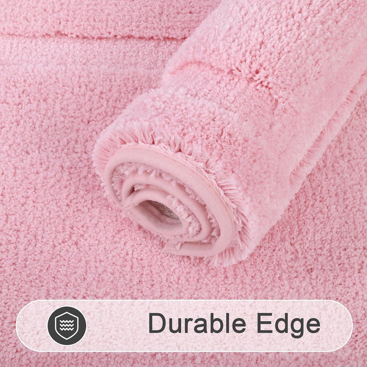 Soft Microfiber Bathroom Rugs Set of 2 Pieces, Pink