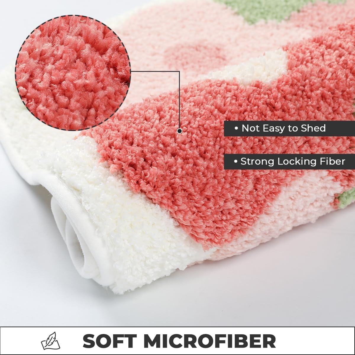 Floral Bathroom Mat Cute Absorbent and Non Slip Bath Rug Machine Washable Bath Rug for Dining Room, Kitchen and Living Room (31"x20", Pink Flowers)