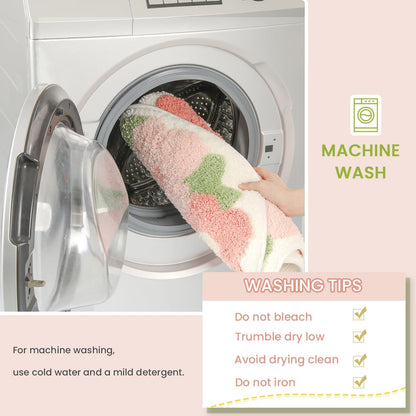 Floral Bathroom Mat Cute Absorbent and Non Slip Bath Rug Machine Washable Bath Rug for Dining Room, Kitchen and Living Room (31"x20", Pink Flowers)