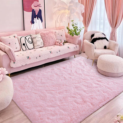 Light Pink Area Rug for Bedroom, Fluffy Shag Plush Rugs for Living Room Girls, Shaggy Throw Soft Fuzzy Small Kids Carpet for Dorm Bedside Ultra Cozy Non-Slip Indoor Decor, 4x5.3 Feet
