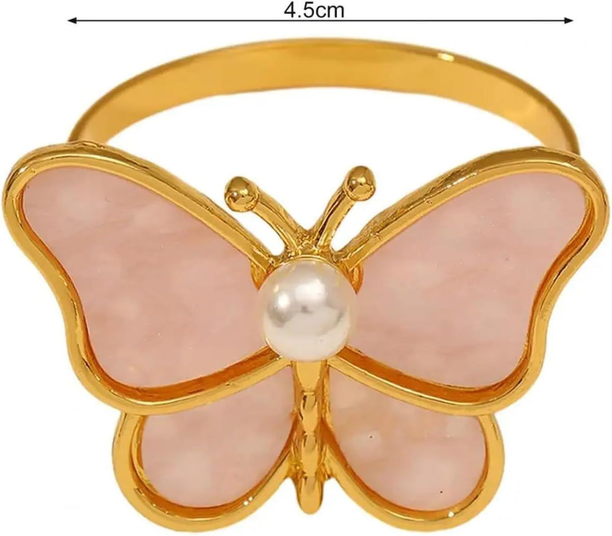 Napkin Rings Napkin Ring Faux Pearl Design Napkin Holder Alloy Butterfly-Shaped Napkin Buckle Table Decor Home Supplies(Pink)