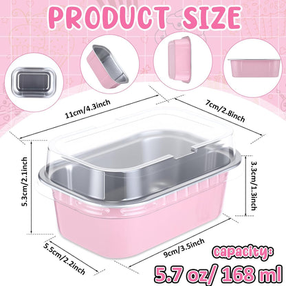 100 Mini Loaf Pans with Lids, 5.7oz Aluminum Foil, Pink