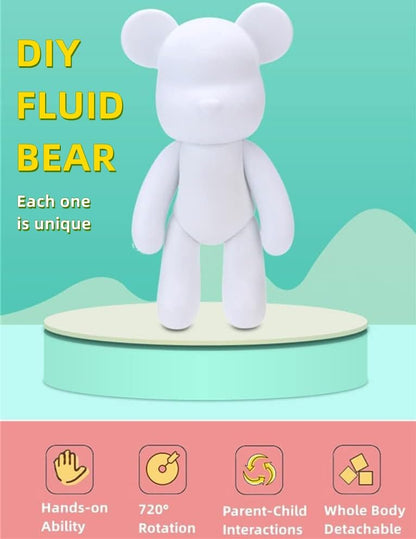HANDA DIY Painting Fluid Bear Teddy Bear Painting Kit Set Creative Home Decorations Handmade Doll Figurine Toys Gift for Birthday Valentines (9.05 inch, Pink+White)