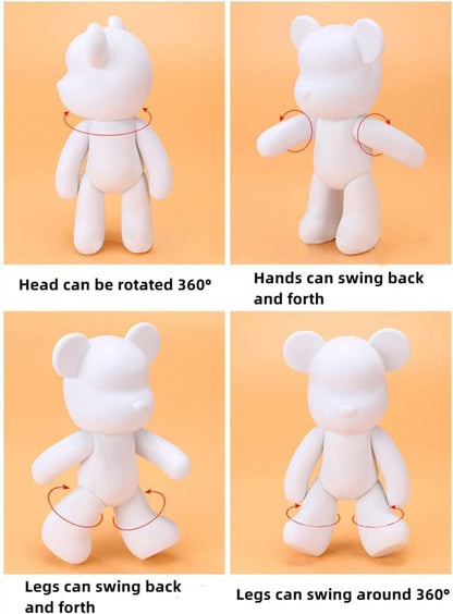 HANDA DIY Painting Fluid Bear Teddy Bear Painting Kit Set Creative Home Decorations Handmade Doll Figurine Toys Gift for Birthday Valentines (9.05 inch, Pink+White)